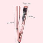 LANDOT 2-in-1 Hair Straightener and Curling Iron: Twist Flat Iron Curler for Curl Wave Straighten - Ceramic Straightening Iron Dual Voltage 12 Temp 250-450F for Smooth Curls & Sleek Straight Results
