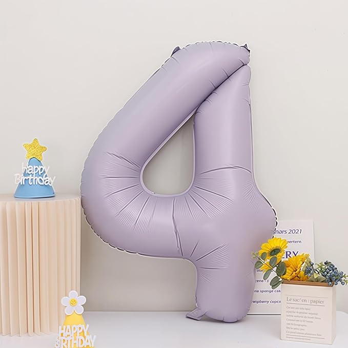 Pastel Purple 4 Number Balloons, 40 Inch Light Purple 4 Balloons Large Helium - Image 2