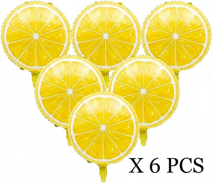 6 Pcs 18" Lemon Foil Balloons, Sliced Lemonade Supplies, Main Squeeze Bridal - Image 6