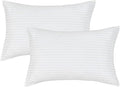 JELLYMONI 100% Natural Cotton Striped Standard Pillowcases Set, 2 Pack Satin Stripe Pattern Printed Pillow Covers with Envelope Closure (Pillows are not Included)