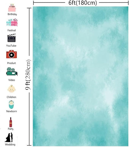 6x9ft Aqua Abstract Solid Photography Backdrops Gradient Portrait Photo Booth - Image 2