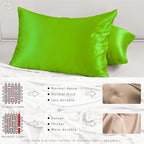 PROMEED Mulberry Silk Pillowcases Set of 2Pcs, Both Sides 100% 23 Momme Real Silk Pillow Case Standard Size 2 Pack, Natural Silk Pillow Cover for Sensitive Skin (Standard 20"x26", Green)