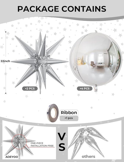22 Inch Silver Foil Balloons, Metallic Silver New Years Balloon - Image 2