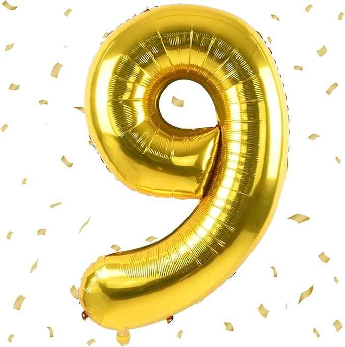 40 inch Gold Number Balloon Giant Foil Helium Balloons Gold Number 9 Balloon by Yeodong
