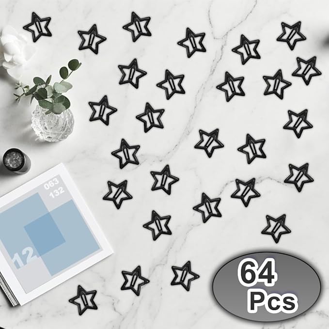 64 Pcs Metal Snap Hair Clips for Women,Small Snap Barrettes for Women Girls Thick Fine Hair (Black)