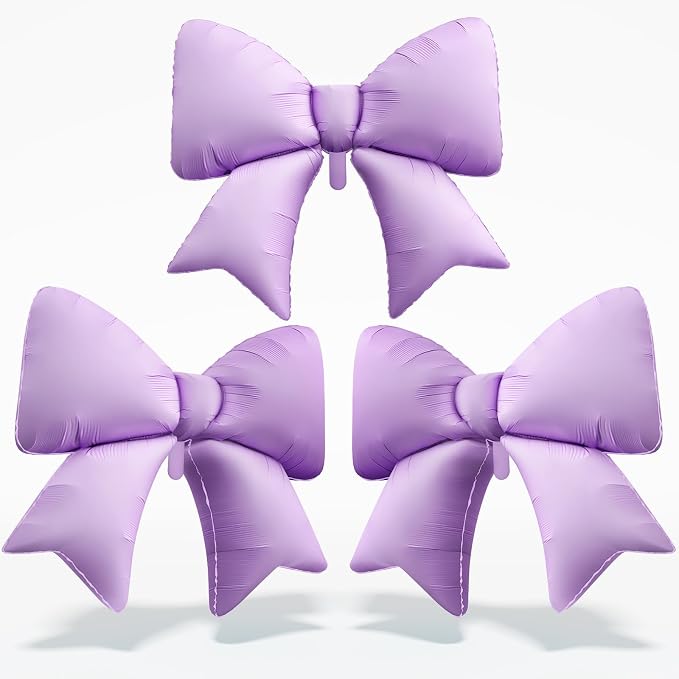 38 Inch Purple Bow Foil Balloons, Giant Light Purple Mylar Bow Shaped Balloons by Togvu