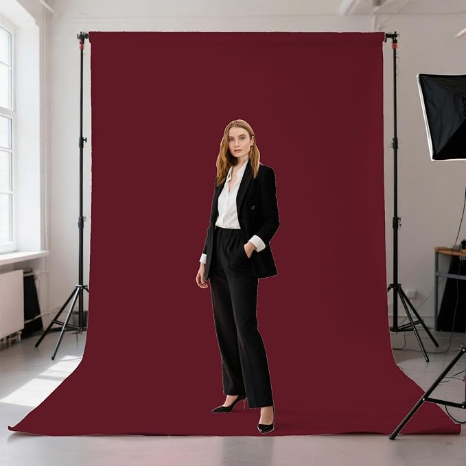 Burgundy Photography Backdrop for Photoshoot, Fabric 5x7ft | Polyester Studio - Image 2