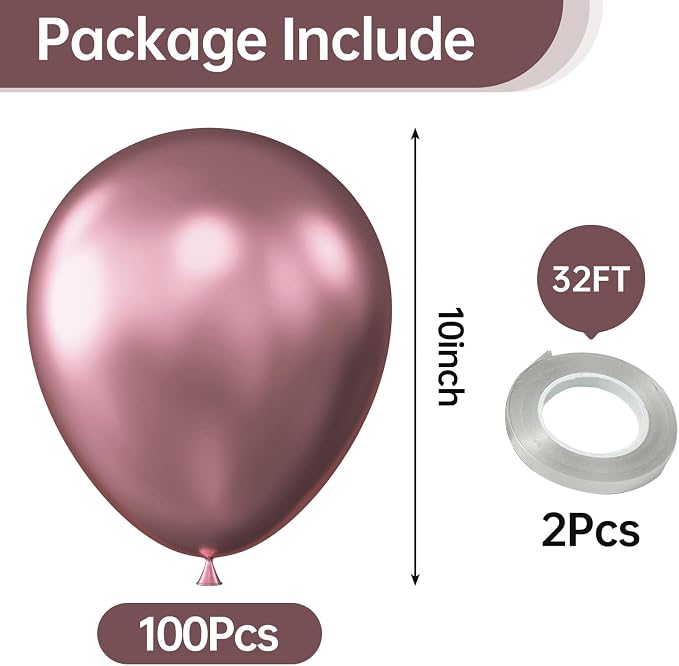 10 Inch Metallic PInk Balloons - Image 2