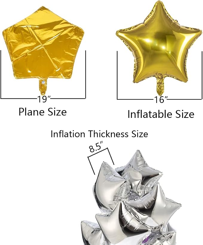 18" Black Gold Big Balloons Star Foil Mylar Helium Balloons - Image 3