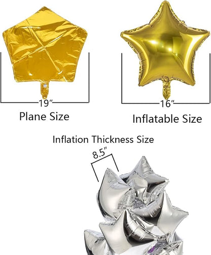 18" Black Gold Big Balloons Star Foil Mylar Helium Balloons - Image 3