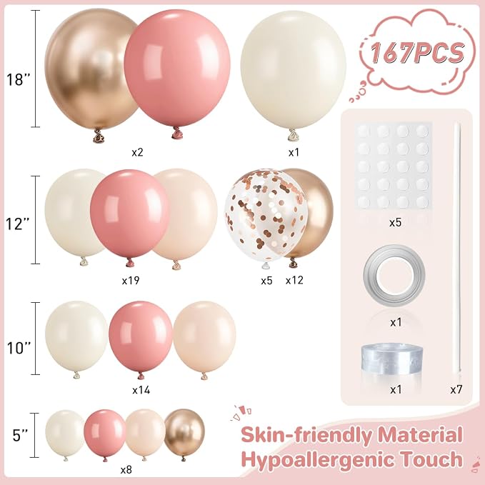 Dusty Pink and White Balloon Garland Arch Kit - Image 2
