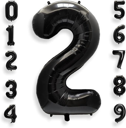 AULE 40 Inch Black Number Balloon 2 Foil 0-9 Birthday Big Numbers | Birthday by AULE