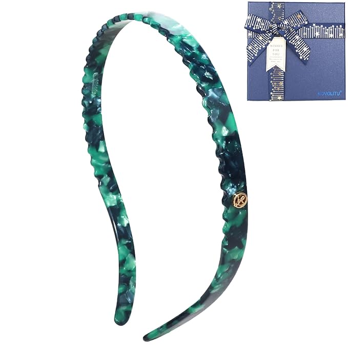 Headband Designed for Eyewear,Flex No Pressure Comfortable Hair Band Fashion Acetate Headbands for Womens Sisters Girls Gifts-Lake Green