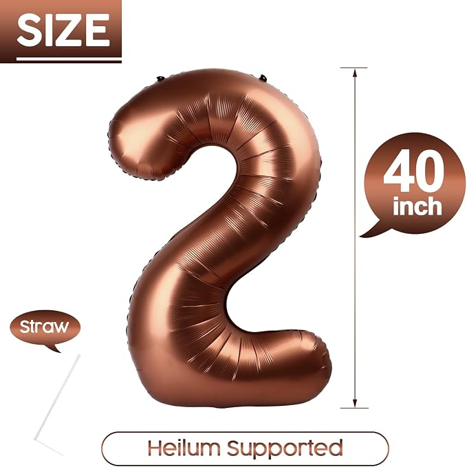 2 Balloon - Brown Birthday Number Balloons, 40 Inch Decorations Men Women | - Image 5