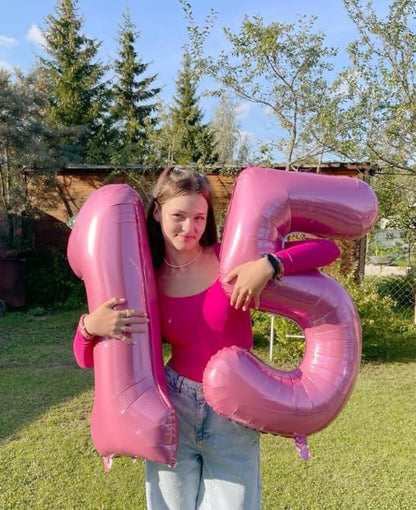 Pink Number 1 Balloon 40 inch, Balloon numbers party supplies, deco photo shoot - Image 5