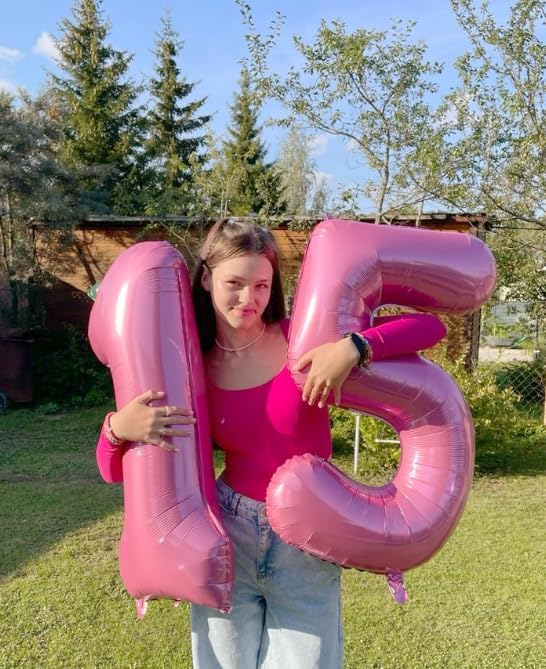 Pink Number 5 Balloon 40 inch, Balloon numbers party supplies, deco photo shoot - Image 6