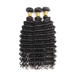 Deep Wave Bundles Human Hair Color 1B Bundle Brazilian Virgin Soft and Silky Remy Hair 3 Bundles 22 24 26 Inch Niegmeag Double Weft Natural Black Deep Wave Bundle 300g