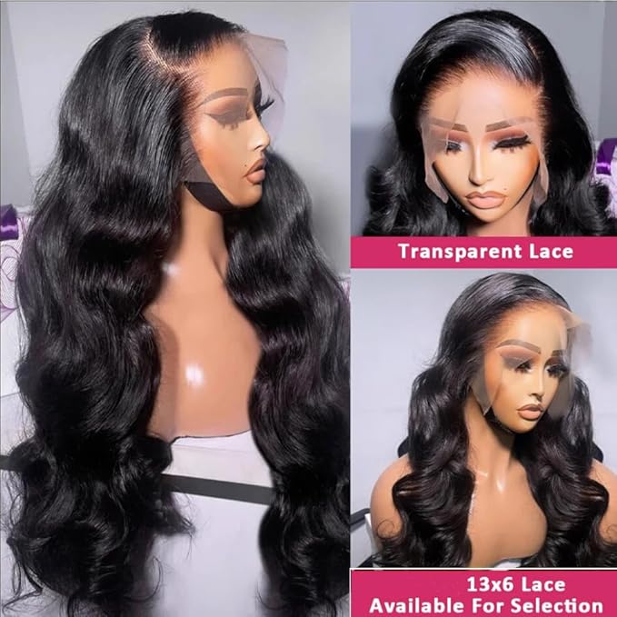 34 Inch 13X6 Body Wave Lace Front Wigs Human Hair Pre Plucked HD Lace Frontal Wig Human Hair 200% Density Glueless Wigs for Women Natural Color