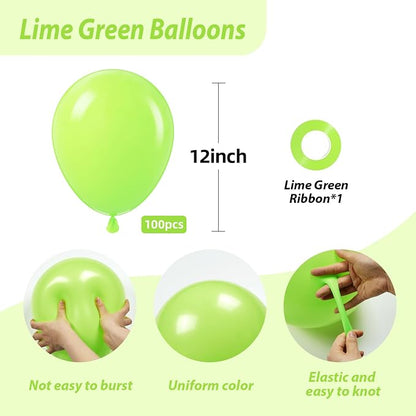 FOTIOMRG Lime Green Balloons 12 inch, 100 Pack Light Green Latex Balloons - Image 2