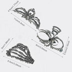3 Pieces Large Metal Spider Net Hand Hair Claw Clips for Women and Girls Thick Long Hair, Nonslip Skeleton Spooky Barrette Headband Hair Styling Accessories for Halloween Christmas Gifts