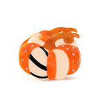 Original Italian Designed Mini Hair Claw Clips for Women - Orange Pumpkin, Handmade Vintage Cute Fall Halloween Hair Accessories, Plant-Based Acetate, Gift Boxed