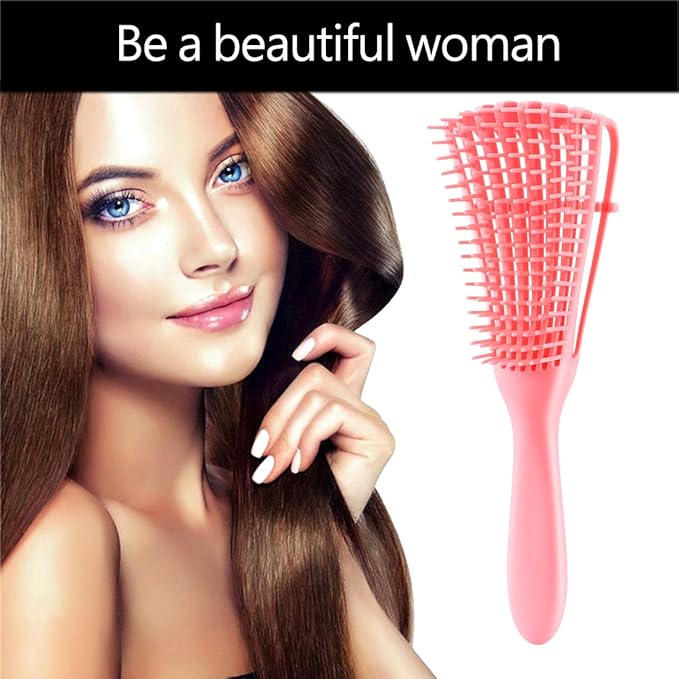 Hair Brush for Afro American/African Textured 3a to 4c Hair, Detangling Brush for Women's Knots, Wet/Dry/Oil/Thick/Long Hair, 4 pcs (Black+3 pcs)