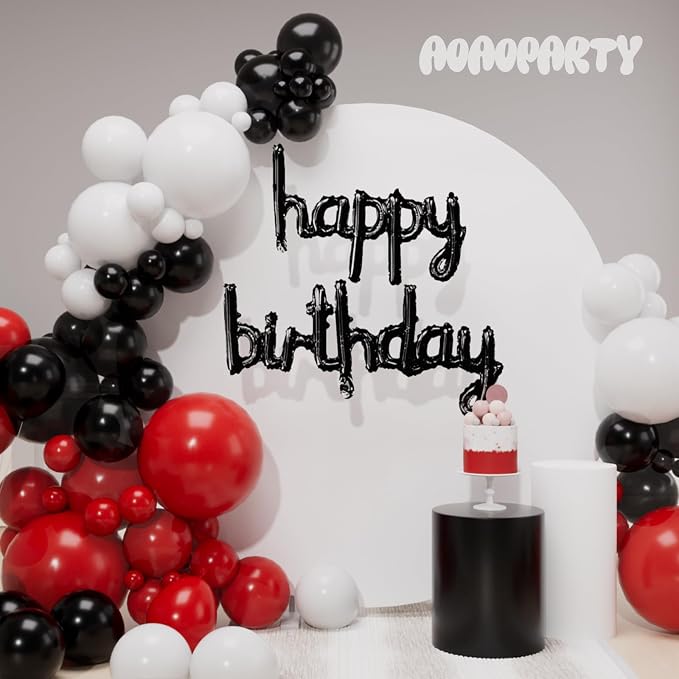 Black Happy Birthday Balloons Banner 16 Inch Mylar Foil | Happy Birthday - Image 3