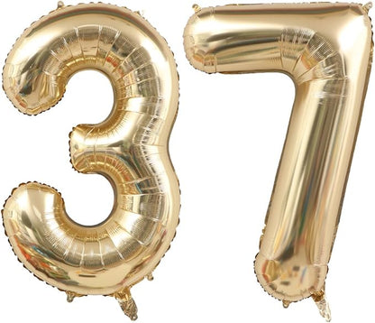 Light Gold Number 37 Balloon 40in White Gold 37 Foil Mylar Digital Balloon | by ANGEL+Q+HOUSE