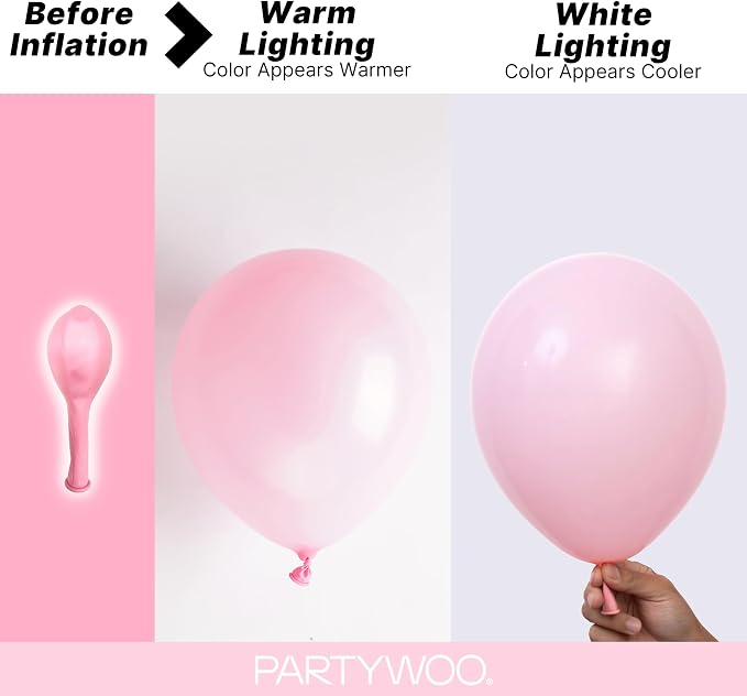 PartyWoo Light Pink Balloons 100pcs Pastel Pale Baby Pink Color | 36 18 12 10 5 - Image 4