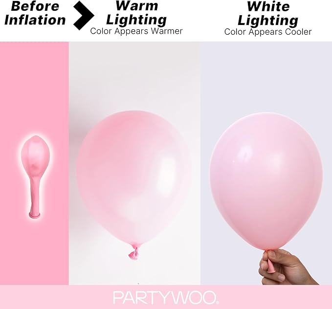 PartyWoo Light Pink Balloons 127pcs Pastel Pale Baby Pink Color | 36 18 12 10 5 - Image 3