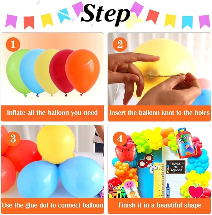 158pcs Back to School Balloon Garland Arch Kit, School Bus House Pencil Bag - Image 3