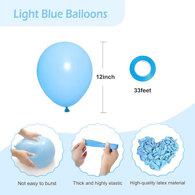FOTIOMRG Blue Balloons 12 inch 50 Pack Light Blue Latex Party Balloons | - Image 2