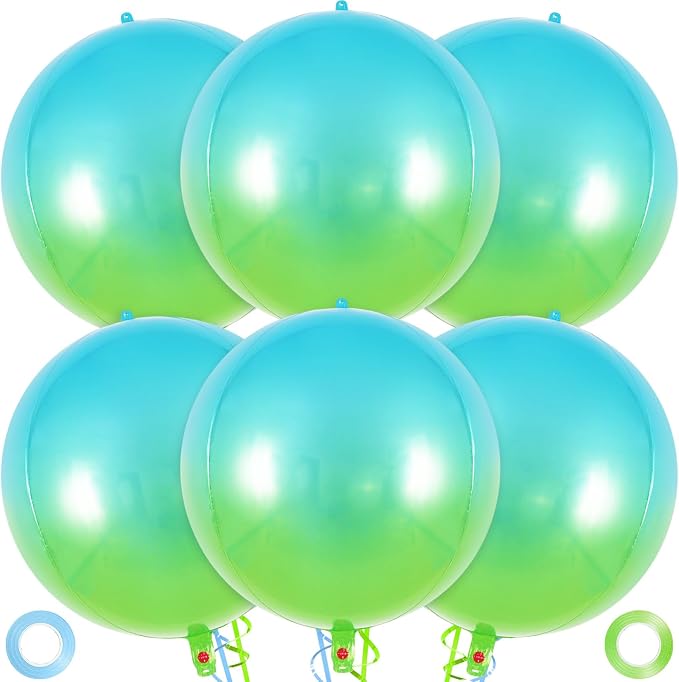 Metallic Gradient Blue Balloons, 22 Inch Large Sphere Round Balloons by AIQINHU