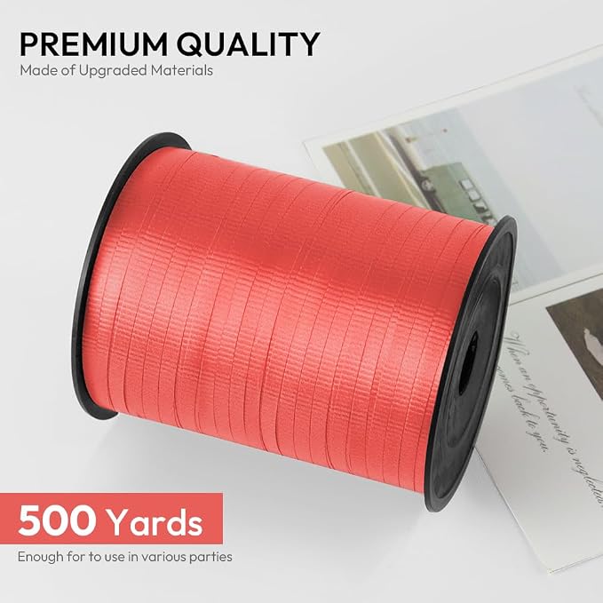Red Crimped Curling Ribbon, 1/5" Wide x 500 Yards Christmas Curling Ribbons - Image 2