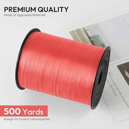 Red Crimped Curling Ribbon, 1/5" Wide x 500 Yards Christmas Curling Ribbons - Image 2