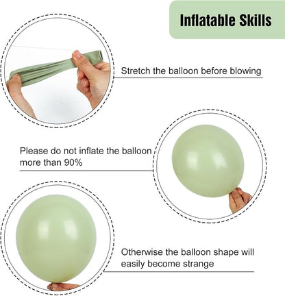 RUBFAC 135pcs Dusty Green Balloons Different Sizes Pack of 18 12 10 5 Inch - Image 3
