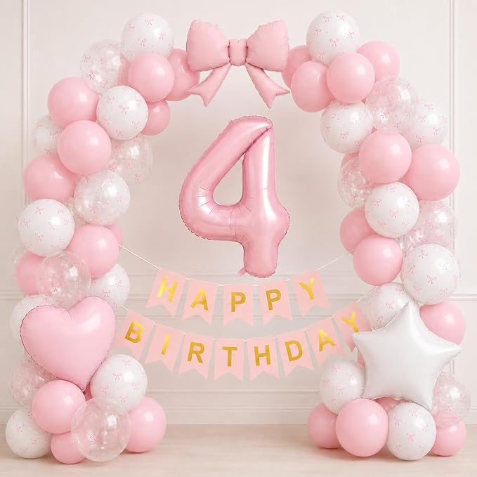 4th Pink Bow Birthday Decorations - Image 4