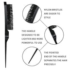 Detangling Brush Set: Ergonomic Edge & Back Brush, Rat Tail Comb, Alligator Clips for 3a to 4c Textured, Kinky, Wavy, Coily, Wet, Dry, Oily, Thick or Long Hair (Green)