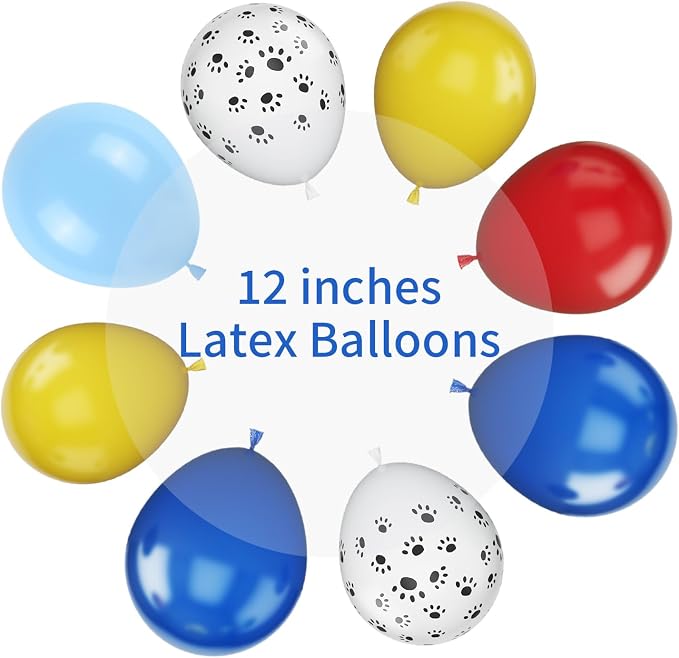 Dog Paw Balloons, 12 Inch Dog Paw Print Latex Balloons Red Yellow Blue Royal - Image 2