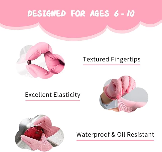 PROMEDIX P Kids Gloves Disposable for 6-10 Years,100PCS Nitrile Gloves for Crafting,Cooking,Latex-Free,Powder-Free