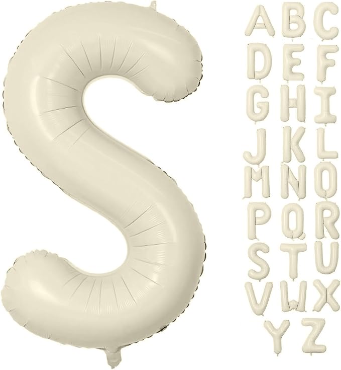 Letter Balloon 40Inch Cream White Big Alphabet Balloons Letter S | Giant Foil by YUNSHANGMO
