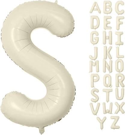 Letter Balloon 40Inch Cream White Big Alphabet Balloons Letter S | Giant Foil by YUNSHANGMO