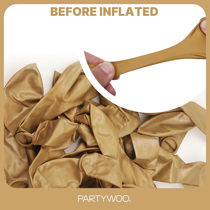 PartyWoo Metallic Gold Balloons 101pcs Chrome Gold Color 12 Inch | Balloons - Image 9