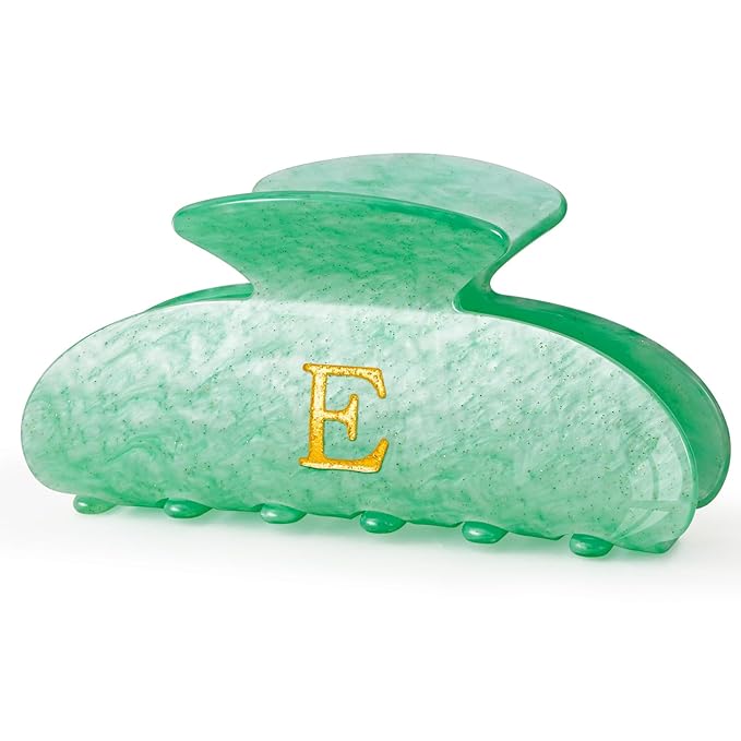 Personalized Hair Clips Hair Claws for Women - Elegant Hair Accessories for Women - Monogram Hair Claw Birthday Gifts for Her Wedding Bridesmaid Friend Sister Teacher Wife Grandma - Green,E