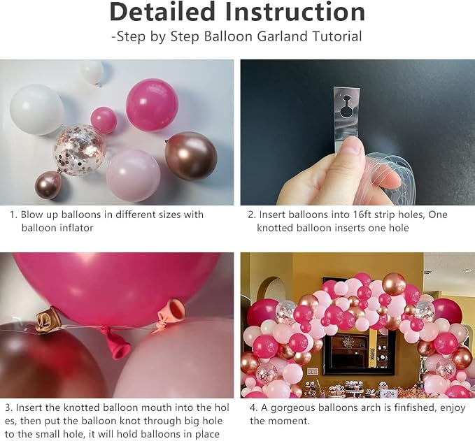 Pink Balloons Arch Kit, Graduation, Valentine's Party Supplies Decoration - Image 5