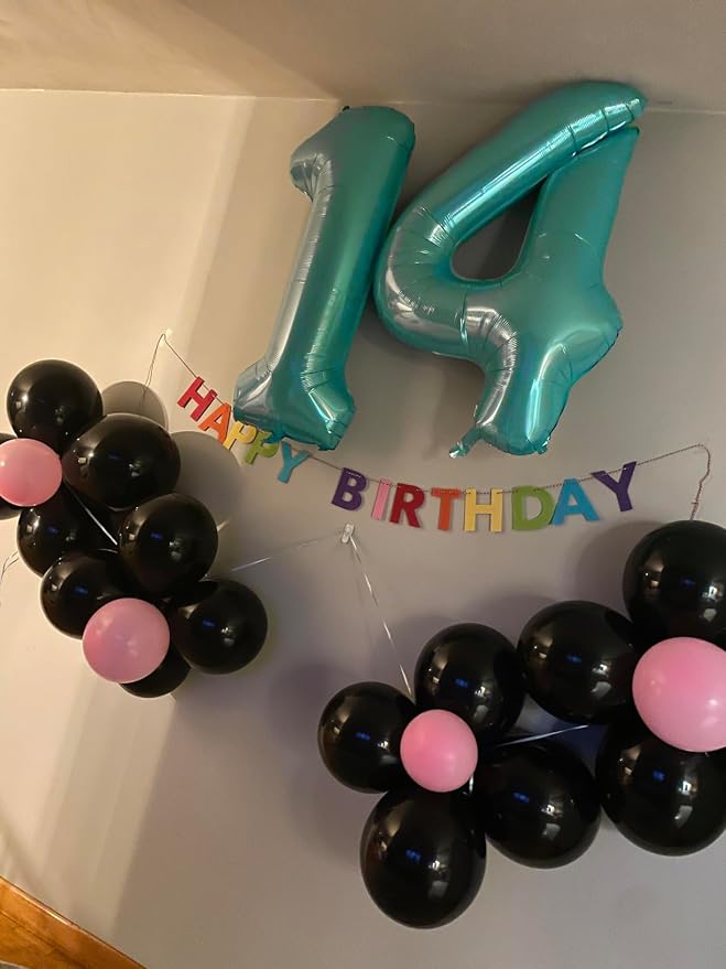 4 Balloon Numbers Party Decorations, 40In Blue-green Balloons - Image 2