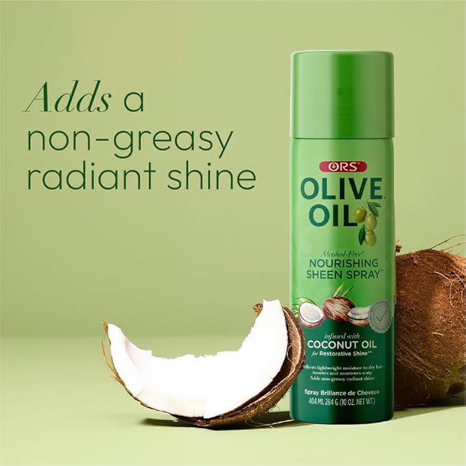 ORS Olive Oil Nourishing Sheen Spray infused with Coconut Oil 10 ounces (Pack of 2)