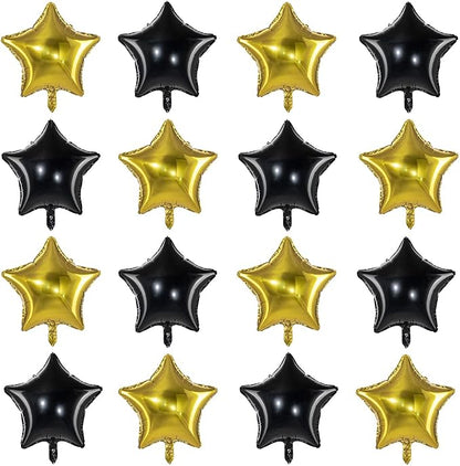 18" Black Gold Big Balloons Star Foil Mylar Helium Balloons - Image 2