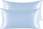 NTBAY 2 Pack Satin King Pillowcases for Hair and Skin, Luxurious and Silky Pillow Cases with Envelope Closure, 20x40 Inches, Aqua