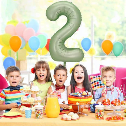 Number 2 Balloon, 40-Inch Sage Green Number Balloon | 40-inch foil balloon - Image 4